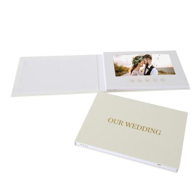 China Europe Hardcover Book 7 Inch Digital Book Wedding Invitation Card Canvas Video Brochure for sale