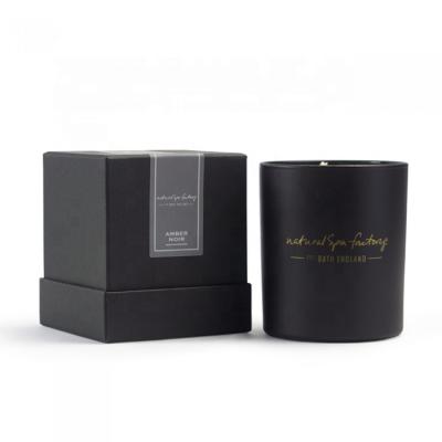 China Recyclable Candle Box With Insert Design Small Luxury Black Cardboard Rigid Packaging Paper Recyclable UV Coating Design for sale