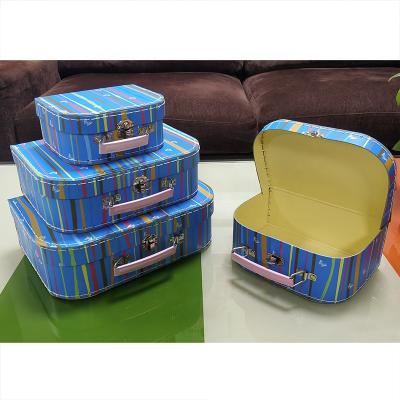 China Hot Sale Recyclable Super Mini Small Suitcase Candy Box With Lock Handle Gift Packaging Painting And Calligraphy And Metal Packaging Accept for sale