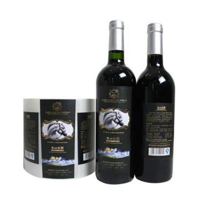 China Custom waterproof gold blocking wine bottle prodcts paper printing label sticker for sale