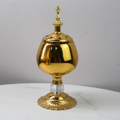 China Exquisite Indian Incense Middle East Golden Iron Piece Wine Glass Cylindrical Censer New for sale