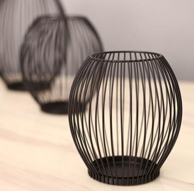 China New Modern Home Wedding Decorative Candle Holder Black Lantern Tea Light Holder for sale