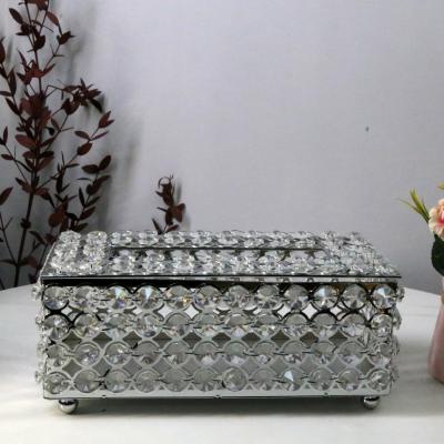 China French Creative Rectangular Crystal Paper Towel Storage Box Hotel Supplies Paper Napkin Desk Canister for sale