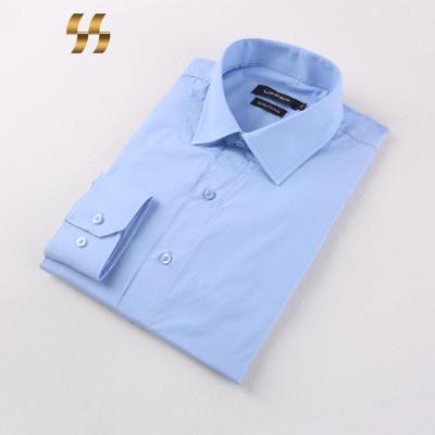 China Fashion Blue Long Sleeve OEM Easy Care Anti-pilling Care Business Men Formal Shirts for sale