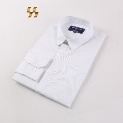 China White Solid Color Comfort Fit Long Sleeve OEM Service Anti-pilling Formal Shirts for sale