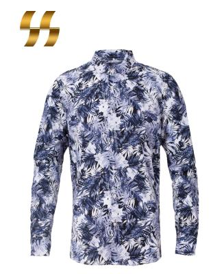 China OEM Service Long Sleeve Urban Dress Flower Anti-Pilling Slim Fit Printed Mens Causal Shirts for sale