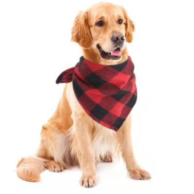 China Viable Foldable Christmas Puppies Triangle Bibs Pet Handkerchiefs Cotton Plaid Dog Bandana for sale