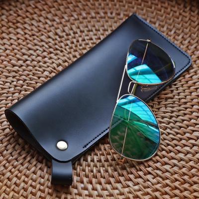 China Slim Portable Travel PU Sunglasses Filter Frame Custom Fit Slip In Design PU Glass Leather Pocket With Key Ring for sale