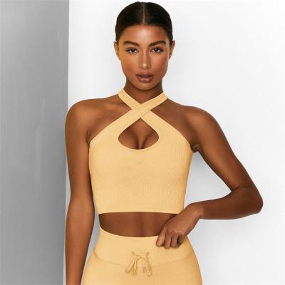 China New Product Breathable Fitness 8 Colors Women Seamless Bandeau Strapless Sports Wear Sexy Girl Yoga Sets for sale