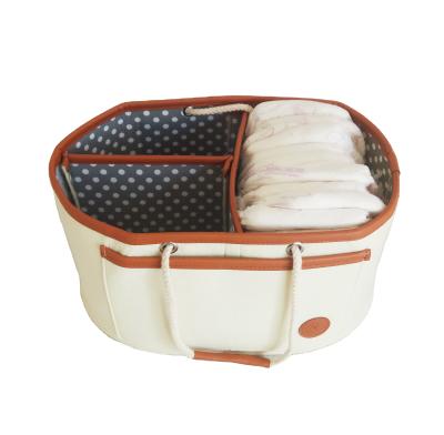 China With USB Diaper Caddy Travel Baby Diaper Storage Basket Portable Bag Soft Felt Diaper Cart for sale