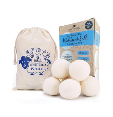 China 2021 Arrivals Amazon Cleaning Success Tending New Zealand Wool Products XL 7cm Wool Dryer Balls 6 Pack Cotton Bag Factory Wholesale for sale