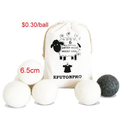 China New Factory Direct Eco Cleaning L 6.5 cm 30-35 g Laundry Ball XL 6pack OEM Design Wool Felt Drier Balls Clean Ball for sale