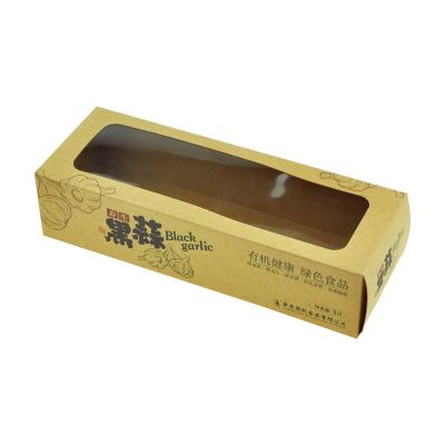 China Recycled materials printed craft brown paper box with clear window used for black garlic for sale