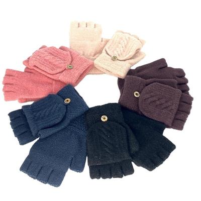 China Good Quality Soft Winter Warm Unisex Knit Half Finger Glove Convertible Fingerless Mittens for sale