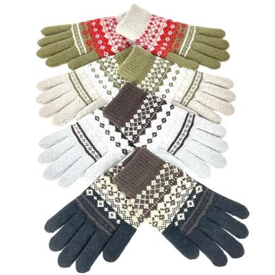 China High Quality Soft Jacquard Magic Touch Screen Gloves Winter Warm Stretch Knitted Gloves For Adults for sale