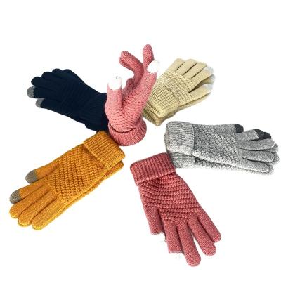 China Soft Hot Selling Jacquard Men's And Women's Acrylic Knitted Winter Warm Outdoor Gloves Ski Driving Cycling Touch Screen for sale