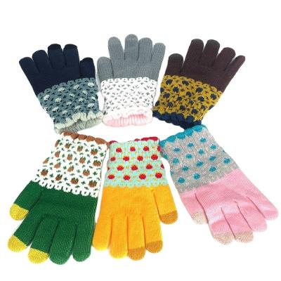 China Soft Hot Sale Winter Cashmere Warm Gloves Touch Screen Knitted Gloves Deep Split Full Finger Jacquard Knit for sale