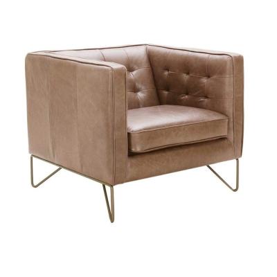 China Striking Contemporary Mid Century Modern Ornate Leather Living Room Chair Tufted for sale