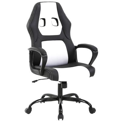 China Home Office Meeting Room Black And White Low Swivel Leather And Mesh Chair Swivel Racing Computer Office Chair Hard for sale