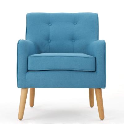 China Removable Cover Linen Fabric Upholstered Sky Blue Modern Design Leisure Chair Armchair Lounge Armchair for sale