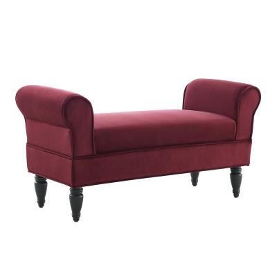 China Classic Rich Tufted Microfiber Berry Fabric Accent Bench Chair For Living Furniture for sale