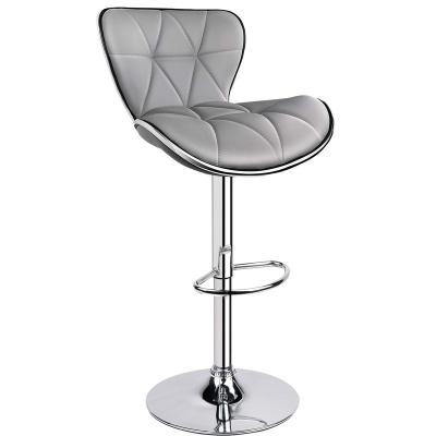 China Swivel Modern Home Industrial Height Adjustable Club Chair With Footrest Gray PU Wine Club Leather Bar Stool for sale