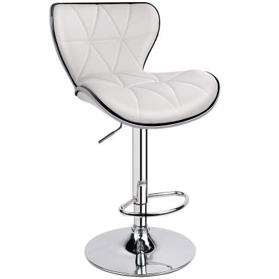 China Home Industrial Adjustable Swivel Chair White Leather PU Wine Club Bar Stool With Footrest for sale