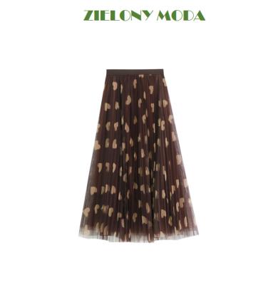 China Spodnica Elastic Mesh Length Tutu Tulle Skirt Women Dress High Polka Dot Pleated Elegant Waist Casual Skirt Wholesale Breathable 84cm 84cm for sale