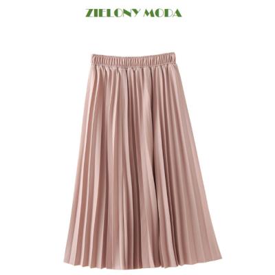 China Breathable Age Season Drape Qualities A Pleated Skirt The Joker Color Bust Sheer Skirt Dress Elastic Waist for sale