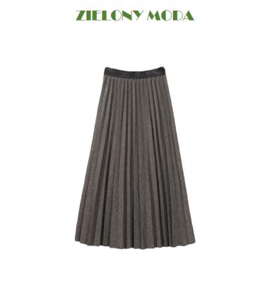 China Autumn New Breathable Winter Skirt Fashionable Smart Silk Pleated Women's Medium Length Skirt High Waist Pleated Skirt Big Swing for sale