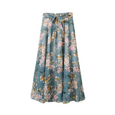 China Breathable Layered In Skirt Printed Chiffon Long Skirts Female Floral Skirt Dress Bohemian Beach Resort for sale