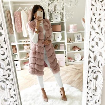 China New ANIA Autumn Long Faux Fur Faux Fur Long Vest Viable Imitation Cotton Padded Jacket Thickened Long Plush Vest for sale