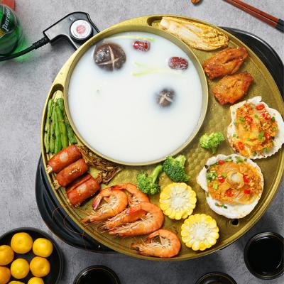 China Commercial Quick Heat Round Griddle Electric Wok Pan Colorful Electric Skillet for sale