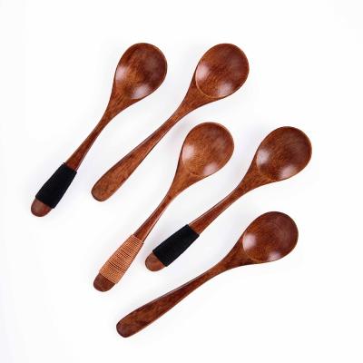 China Sustainable Mini Wooden Spoons, Wood Soup Spoons for Eating Mixing Stirring Cooking, Handle Spoon with Japanese Style Kitchen Utensil, with for sale