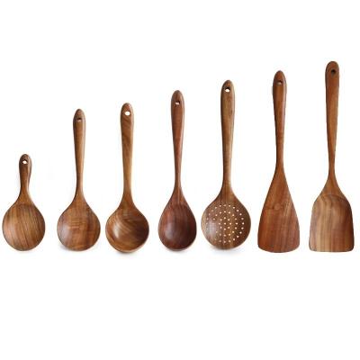 China Sustainable Wooden Cooking Utensil Set Non-stick Pan Kitchen Tool Wooden Cooking Spoons and Spatulas Wooden Spoons for cooking salad fork for sale