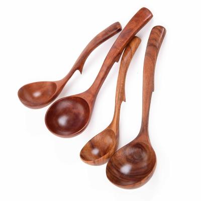 China Sustainable Wholesale Wooden Chinese Soup Cooking Spoons Natural Wood Kitchen Ladle Spoon for sale