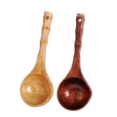 China Sustainable Wood Serving Restaurant HouseHold tableware Big Soup Spoon for sale