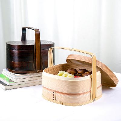 China PORTABLE Wooden Lunch Boxs Food Containers Japanese Style Bento Lunchbox for kid Children School Dinnerware Bowl Boxes Travel Organizer for sale