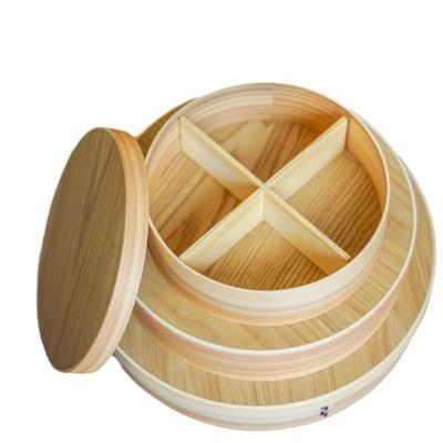 China Sustainable Bento Lunch Box Wood Lunch Box 3-Compartment Japanese Bento Box Wooden-Sushi Tableware Bowl Food Container for sale