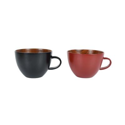 China Sustainable hot seller Factory direct custom craft hotel home natural tea milk teacup ecological handle wood coffee cup for sale