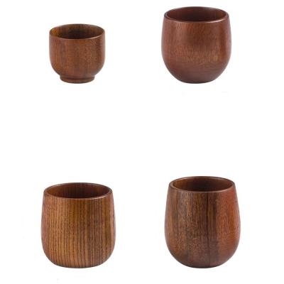 China Sustainable Wooden Tea Cups Top Grade Natural Solid Wood Tea Cup Wooden Teacups Coffee Mug Wine Mug for drinking Tea Coffee Wine Beer Hot Dr for sale