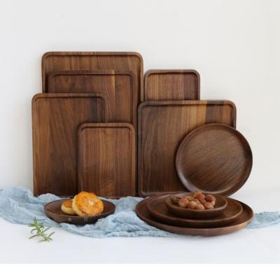 China Sustainable factory OEM home kitchen many sizes natural wooden tray plates wooden plate bamboo plates for sale