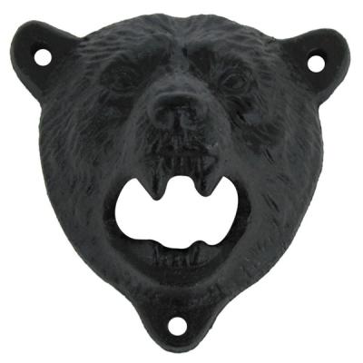 China High Quality Viable 3D Metal Black Bear Wall Mount Empty Bottle Opener for sale