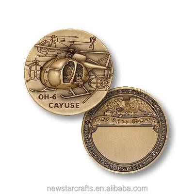 China Europe Newstar Antique Gold Helicopter ww2 Design Military Challenge Coin for sale