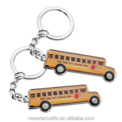 China Promotion Gift Metal Souvenir Blank School Bus Custom Price Voucher Key Chain for sale