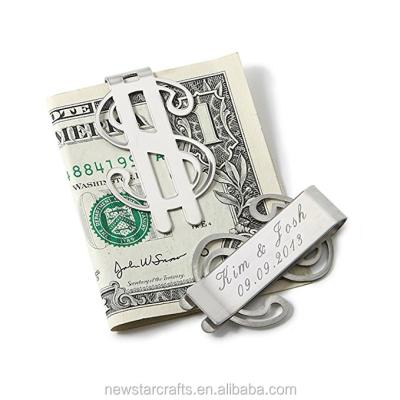 China Dollar Shape Silver Metal Worldwide Money Clip for sale