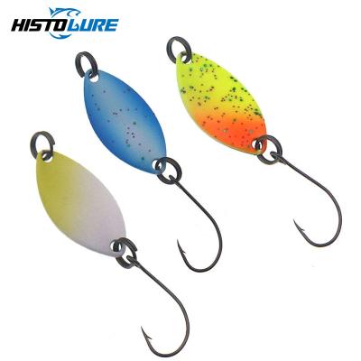 China Copper 1.4g 24mm Hard Bait Multicolor Spangle Single Hook Trout Lure Fishing Tackle Metal Spoon Fishing Lure for sale