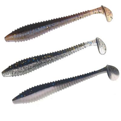 China Soft PVC Fishing Lures Worm 5pcs/bag T Tail Soft Bait Silicone Artificial Fishing Soft Lure Jiging Worms Fishing Accessories for sale