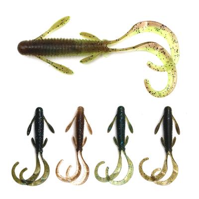 China 5pcs/bag Shrimp Soft Baits 100mm Fishing Lures 6g Bass Double Tail Soft Lure Artificial Salt-Smell Predator Tackle R15 for sale