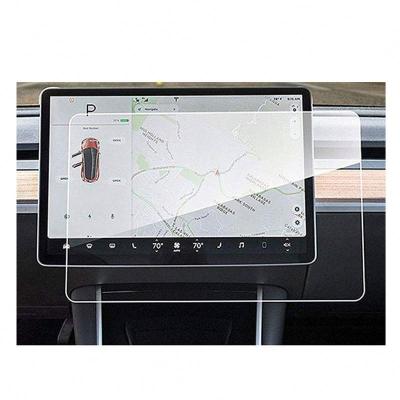 China Anti-scratch center control touch screen navigation y 9h touch screen protector car tempered glass film for Tesla for sale